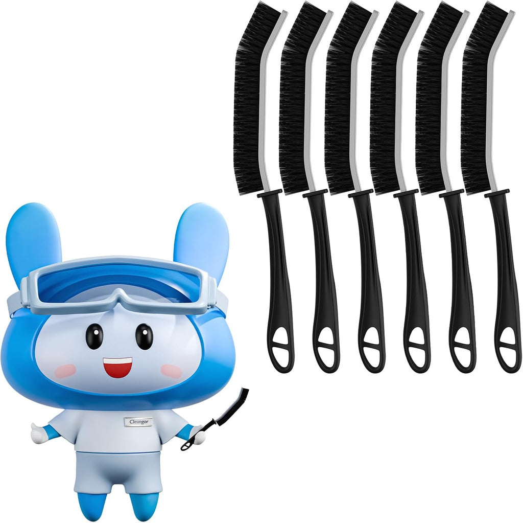 Crevice Cleaning Brushes, Scrub Brush for Hard to Reach Small Space, Home Essentials, Cleaning Supplies, Cleaning Tools for Household Use, Bathroom, Shower, Kitchen, Window, Toilet (6, Black)