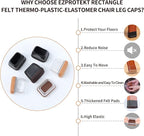 Ezprotekt 24 Pcs Rectangle Clear Silicone Chair Leg Floor Protectors Caps, Rectangle Felt Furniture Leg Pads Covers Cups for Chair Table -Anti-Scratches and No Noise (Fit L :1.3-1.7", W: 0.9-1.2")