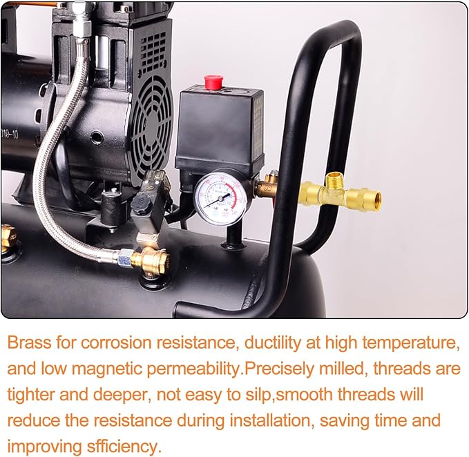 GASHER 10PCS Brass Male Tee Pipe Fitting T Adapter, 3 Way Brass Fitting 1/8" x 1/8" x 1/8" NPT T Fitting