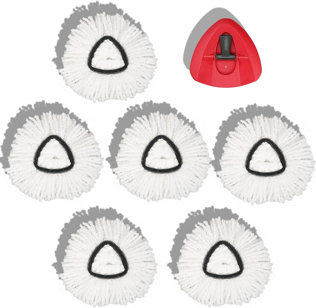 6 Pack Mop Head Replacement Compatible with O Ceda EasyWring Spin Mop Replace Refills for Ocedar, Deep Cleaning Machine Washable and Easy-to-Replace