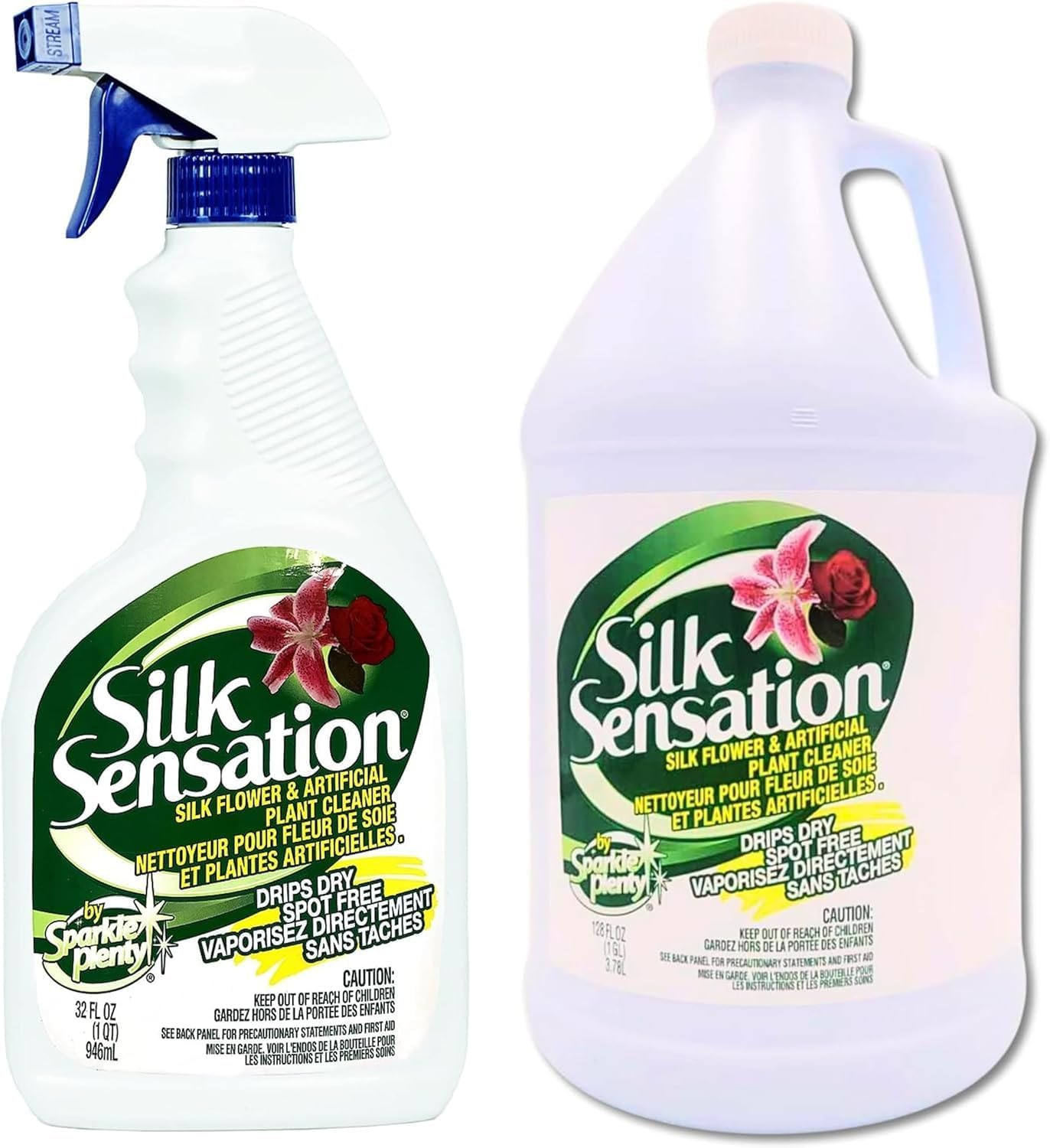 Sparkle Plenty Silk Sensation - Dusting Silk Plant Cleaner Spray No Wipe for Fake Flower & Greenery - Artificial Plant Cleaner Spray No Wipe - Cleaning Leaf Shine for Indoor Plants (160 oz, 2 Pack)