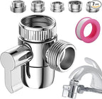 Faucet Diverter Valve with Aerator, 3-Way Diverter Valve for Hand Held Shower, Sink Faucet Splitter for Kitchen and Bathroom, with M22/M24/M26/F28/G1/2" Adapters