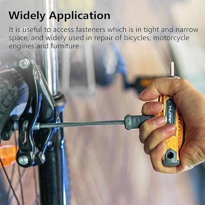 MULWARK 14 PC T-handle Allen Wrench Set Metric and Standard with T Handle Hex Key and Long Hex Driver Set |Christmas Gift|Wall-Mounted Storage Box, Clear Marking, Two-Tip Design, and Chamfered Tips