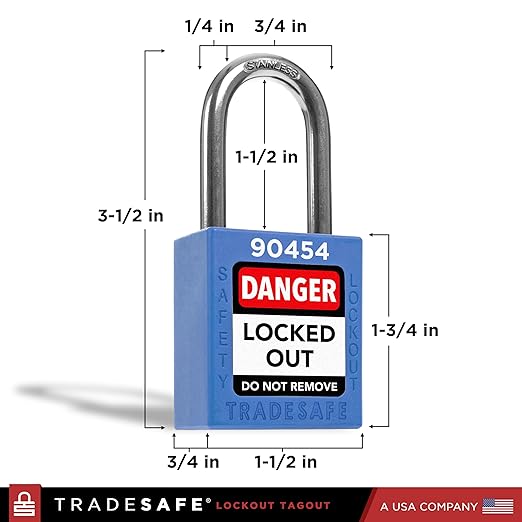 TRADESAFE Lockout Tagout Locks Set - 7 Blue Loto Locks, Lockout Locks Keyed Different, 2 Keys Per Lock, OSHA Compliant Lock Out Tag Out Padlocks, Safety Padlocks for Electrical Lockout Tag Out Kits