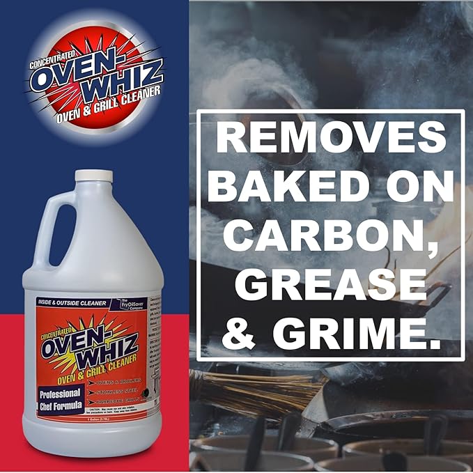 4 x 1 Gallon (512 Oz.) Oven-Whiz Oven & Grill Cleaner by FryOilSaver Co., Tough Stain Buildup, Grease & Food Burnt Eliminator for BBQ Grill, Ovens, Stainless Steel for Home Kitchen, Restaurant & Diner