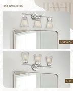 Brushed Nickel Bathroom Vanity Light, HWH 3-Light Vanity Lights for Bathroom Vanity Wall Lamp Over Mirror, Modern Vanity Light Fixtures with Striped Clear Glass, 5HZG97B-3W BN