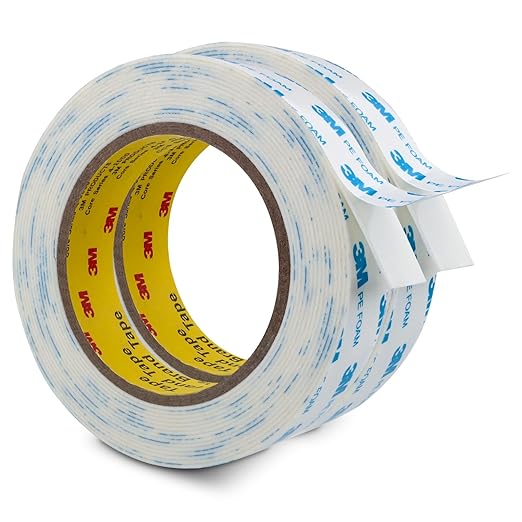 Bulina Double Sided Tape 1 in x 16.5ft 2 Pack PE Foam Tape Strips for Crafts Picture Hanging Poster Alarm Sensor Arts DIY Home Deco