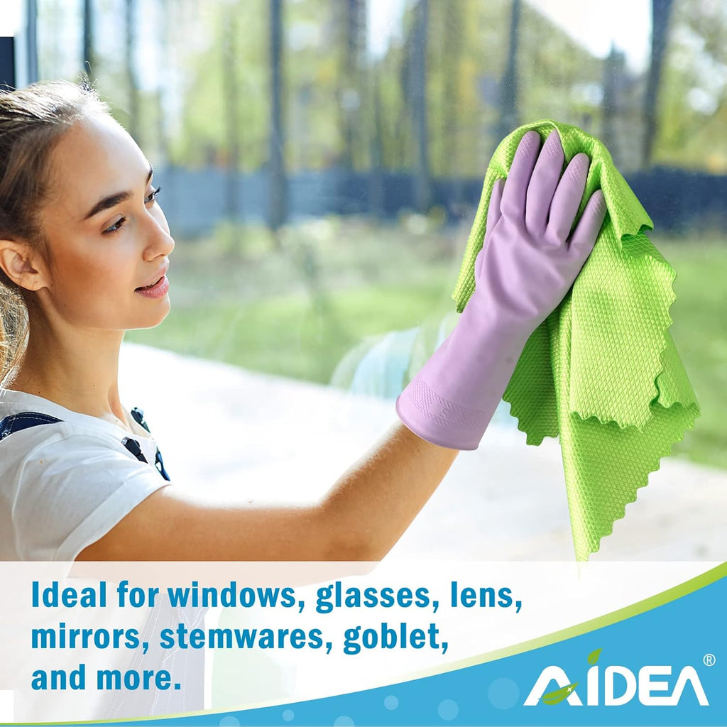 AIDEA Microfiber Glass Cleaning Cloths, 8PK, 16"x16" Premium Microfiber Glass and Window Cleaner, Lint Free Quickly Clean Windows, Glasses, Windshields, Mirrors, Stainless Steel