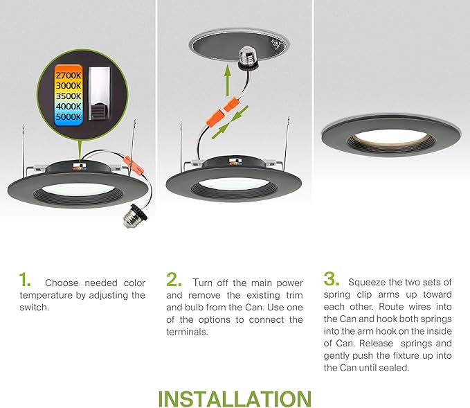 ASD 6 Inch Retrofit LED Recessed Lighting | Metal Trim Bronze 12W 1078LM 120V 2700K-5000K Adjustable Ceiling Downlights | Triac Dimmable Wet Rated Room Can Lights, ETL Energy Star, 6 Pack