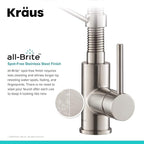 KRAUS Bolden 18-Inch Single Handle Spot Free Stainless Steel/Matte Black Commercial Style Pull-Down Kitchen Faucet with Dual Function Sprayer, KPF-1610SFSMB (Pack of 1)