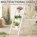 3 Step Ladder, Step Stool for Adults, Protable Carbon Steel Folding Stool with Wide Anti-Slip Wide Pedals, 330lbs Sturdy Steel Ladder for Household and Kitchen