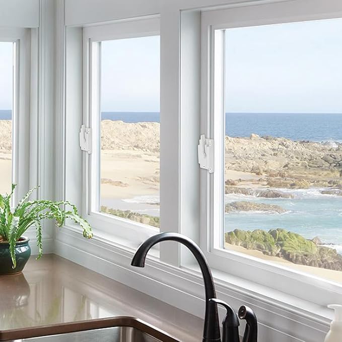 Uenhoy 4 Pack Cam Action Window Sash Locks for Double Hung Windows, White Sash Window Locks for Vertical & Horizontal Sliding Windows