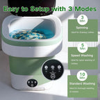 Portable Washing Machine, 15L Mini Collapsible Washer with 3 Cleaning Modes for Baby Clothes, Underwear, Small Foldable Laundry for Travel Apartment Home Dorm Hotel Camping (White+Green)