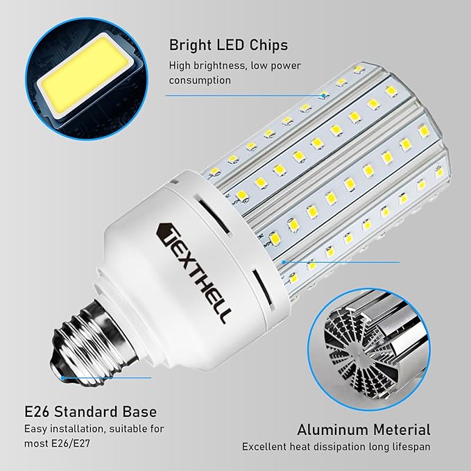 Led Light Bulb 400W Equivalent 6250 Lumen 5000K E26/E27 Medium Base 50W led Bulb for Outdoor Indoor Lamp Area Garage Warehouse Workshop Street Backyard