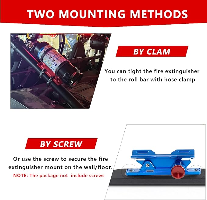 Quick Release Fire Extinguisher Mount – Blue Adjustable Aluminum Roll Bar Bracket for Car Jeep Wrangler (TJ/JK/JL/JKU), UTVs (Polaris RZR, Ranger, Can-Am X3), Trucks & Off-Road Vehicles Bottle Holder