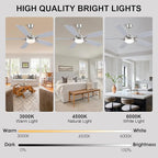 52 Inch Ceiling Fans with Lights and Remote, Modern Indoor Outdoor Ceiling Fan for Bedroom Living Room Patio Porch, 6 Speeds, Reversible Quiet Motor, Dual Finish Wooden Blades, Nickel