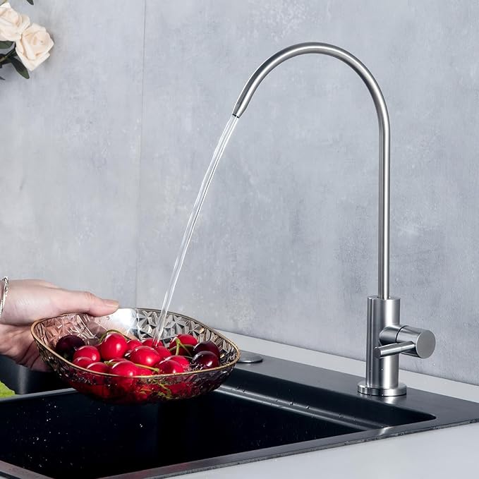 Drinking Water Faucet,RO Faucet Fits Most Reverse Osmosis and Water Filtration System for Kitchen SUS304 Stainless Bar Sink Faucet Brushed Nickel Non-Air Gap