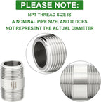 TAISHER 2PCS Stainless Steel Pipe Fittings, 3/4" NPT Male x 3/4" NPT Male Threaded, 2" Length Thickened Nipple Cast Pipe