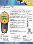Zircon MultiScanner A250c All-In-One Stud Finder/Metal Detector/Live AC Wire Detection and Scanner