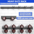 Tool Organizer Wall Mount, 32inch Heavy Duty Garden Tool organizer Storage System, Easy Install With 6 Adjustable Hooks, For Garage, Basement, Shed, Workshop(Black)