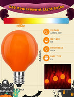 Abeja G40 Orange Replacement Bulbs,G40 Halloween Globe Light Bulbs, 5W Incandescent Glass Bulbs for Indoor Outdoor Patio String Lights,C7/E12 Base, 25 Pack