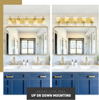 zeyu 36 Inch Bathroom Lighting Fixtures Over Mirror, Vintage Bathroom Light Fixtures, 5-Light Bathroom Light with Clear Glass Shade, Brushed Gold Finish, ZSL72B-5W BG