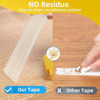 Heavy Duty Double Sided Mounting Tape, 2.4inx33FT, Clear Mesh Grip, Extra Strong Adhesive for Carpets, Wall Mounting, Picture Hanging and DIY Projects,Hand Tearable,Weatherproof