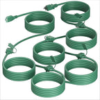 50 FT Green Outdoor Extension Cord with Multiple Outlets, 16/3 Gauge Outdoor Green Extension Cord Evenly Spaced 6 Outlets Plugs Waterproof, 13AMP 1625W 125V 16AWG SJTW, ETL Listed