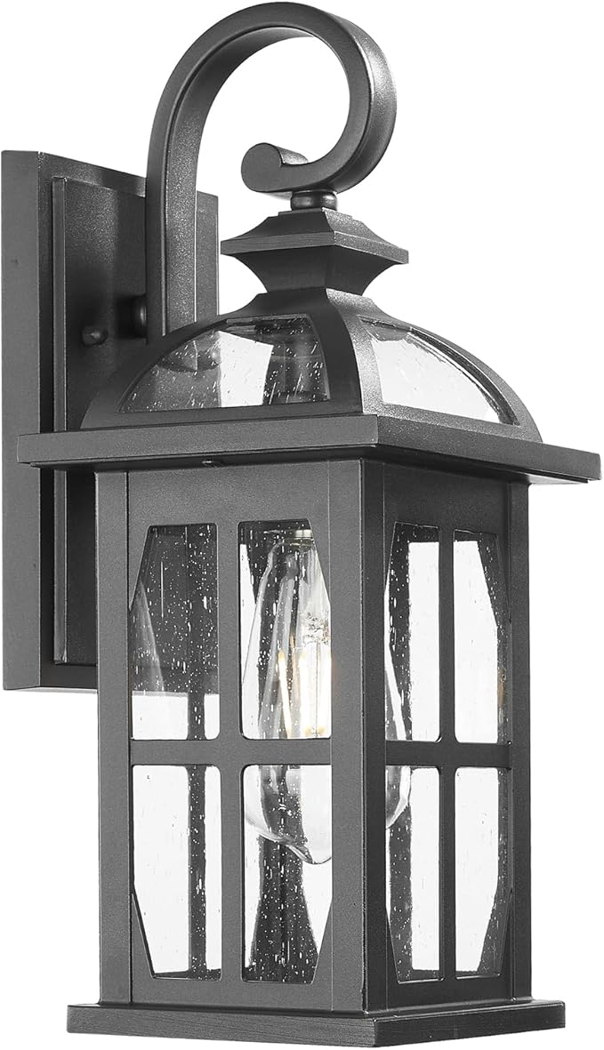 Darkaway Outdoor Wall Lights, Exterior Light Fixture with Seeded Glass, Aluminum Anti-Rust Exterior Lights Sconces Lighting for House Porch Yard Hallway Doorway Garage