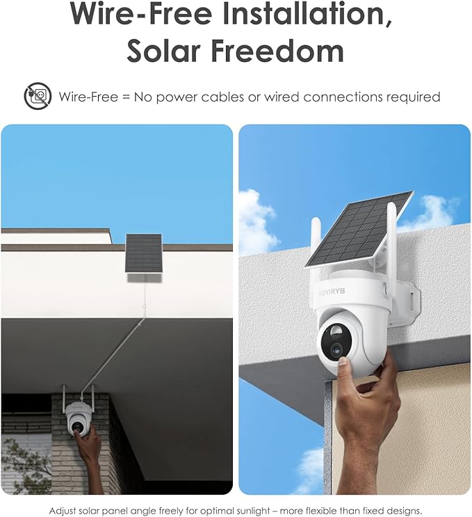 4K Security Cameras Wireless Outdoor, No Subscription, [2025 NEW] Solar-Powered Home Security Camera System with 360° Auto Tracking, Color Night Vision, 64GB Local Storage, 5G & 2.4G WiFi, Easy Setup