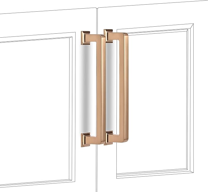 COTYKILEY 10 Pack 7 Inch(177mm) Champagne Copper Kitchen Cabinet Handles Brushed Brass Cabinet Pulls Cabinet Door Handles Gold Kitchen Cabinet Hardware Cupboard Drawer Pulls Dresser Handles