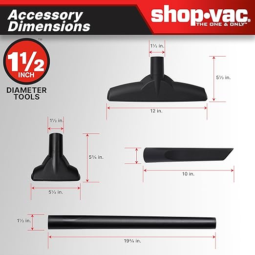 Shop-Vac 5761311 12-Gallon Wet/Dry Shop Vacuum, 6 Peak HP, 1.5 Inch Diameter x 7 Foot Hose, 20 Foot Cord, Ideal for Home, Garage, and Workshop Cleaning