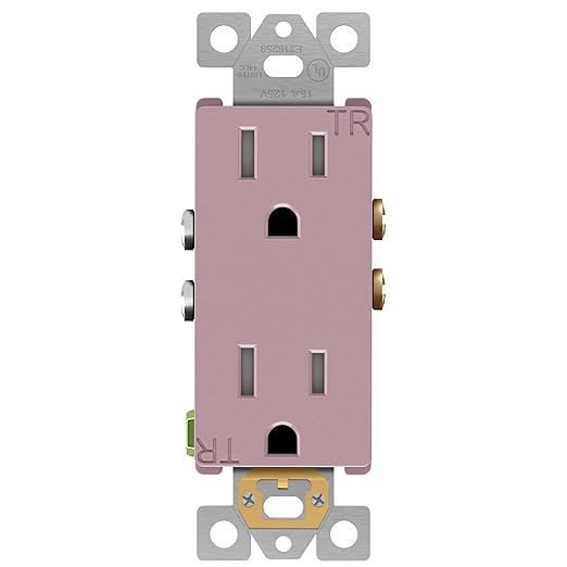 ENERLITES, Rose Gold Elite Series Decorator Receptacle Outlet Child Safe Tamper-Resistant, Self-Grounding, 2-Pole, Residential Grade, 15A 125V, UL Listed, 61501-TR-RG
