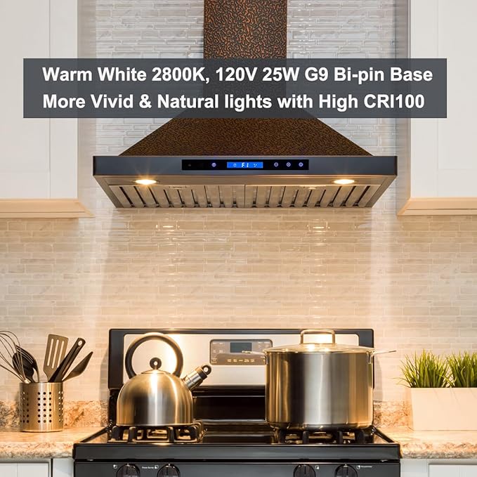 G9 Halogen Bulb 25W 10-Pack - Long Lasting, Dimmable 2800K Warm White Light Bulbs, 120V, 2-Pin Base for Chandelier, Range Hood Light