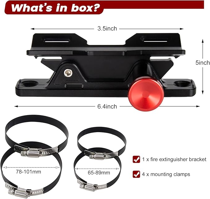 Quick Release Fire Extinguisher Holder - Car Fire Extinguisher Mount Bracket Aluminum for Vehicle UTV Jeep Truck Polaris Ranger Cam-Am X3 - Quick Clamps Mounting Bracket Heavy Duty