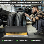 40PCS Modular Wrench Organizer Wrench Holder - Wrench Tool Organizers for Tool Drawer Storage, Wrench Storage Set with Metric & SAE Label, Wrench Rack Tool Gift for Professional Mechanics, Yellow