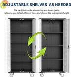 GarveeHome 72 in Steel Rolling Tool Cabinet with Lock | Heavy-Duty Garage Storage w/ 4 Adjustable Shelves & Pegboard | Industrial Organizer for Workshop Home