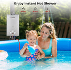 CAMPLUX Tankless Water Heater - 2.64GPM Portable Propane Heater for Off Grid, Camping, Outdoor Shower - 68,000 BTU - BW264G - Gray