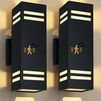 Motion Sensor Outdoor Wall Lights with Dusk to Dawn, E26 Dimmable LED Bulbs Included, Black Aluminum Up & Down Waterproof Porch, Patio, Garage, Garden, Front Door, ETL Listed 2 Pack