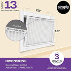 Simply 18x20x1 Air Filter, Merv 13, MPR 1500, 6 Pack, For Home AC Furnace & HVAC (Actual Size: 17.75"x19.75"x0.75") DUST, Pet, & Allergy Control
