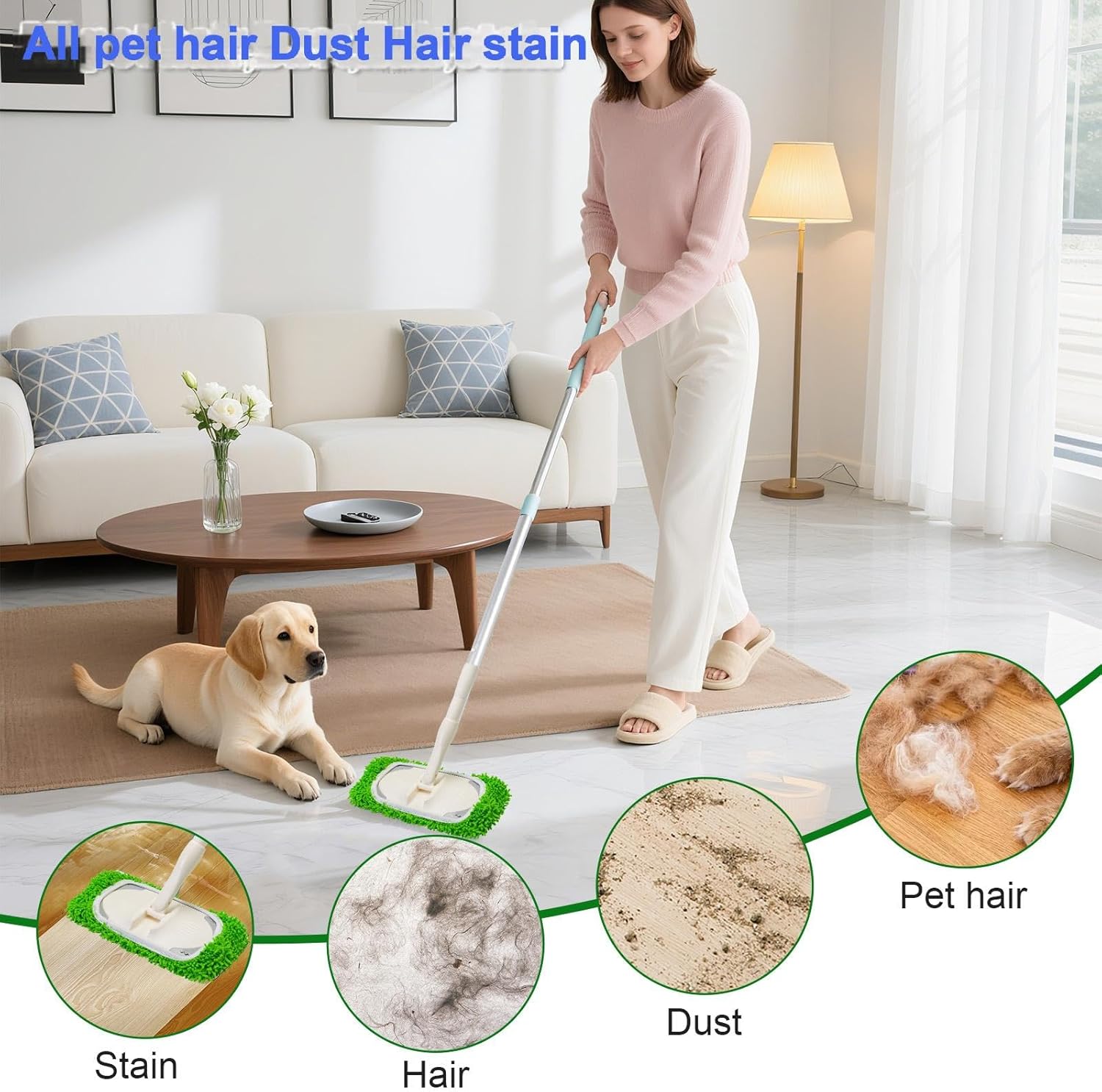 Reusable Dry Wet Mop Pads Refills for Swiffer Sweeper Mop Microfiber Replacement Sweeping Cloths Floor Cleaning Mopping Pad (5PCS)