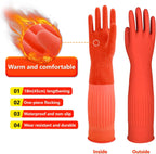 North Tower Rubber Gloves Kitchen Cleaning For Washing Dishing Kithchen, warmming Heat Resistant Dishwashing Gloves,18",2 Pairs Large