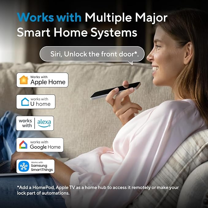 ULTRALOQ Bolt Fingerprint Smart Lock with Handle Set, Works with Apple Home, Keyless Entry Front Door Lock Set, Built-in WiFi Deadbolt with Door Sensor, App Remote Control, Auto Unlock, BHMA Certified