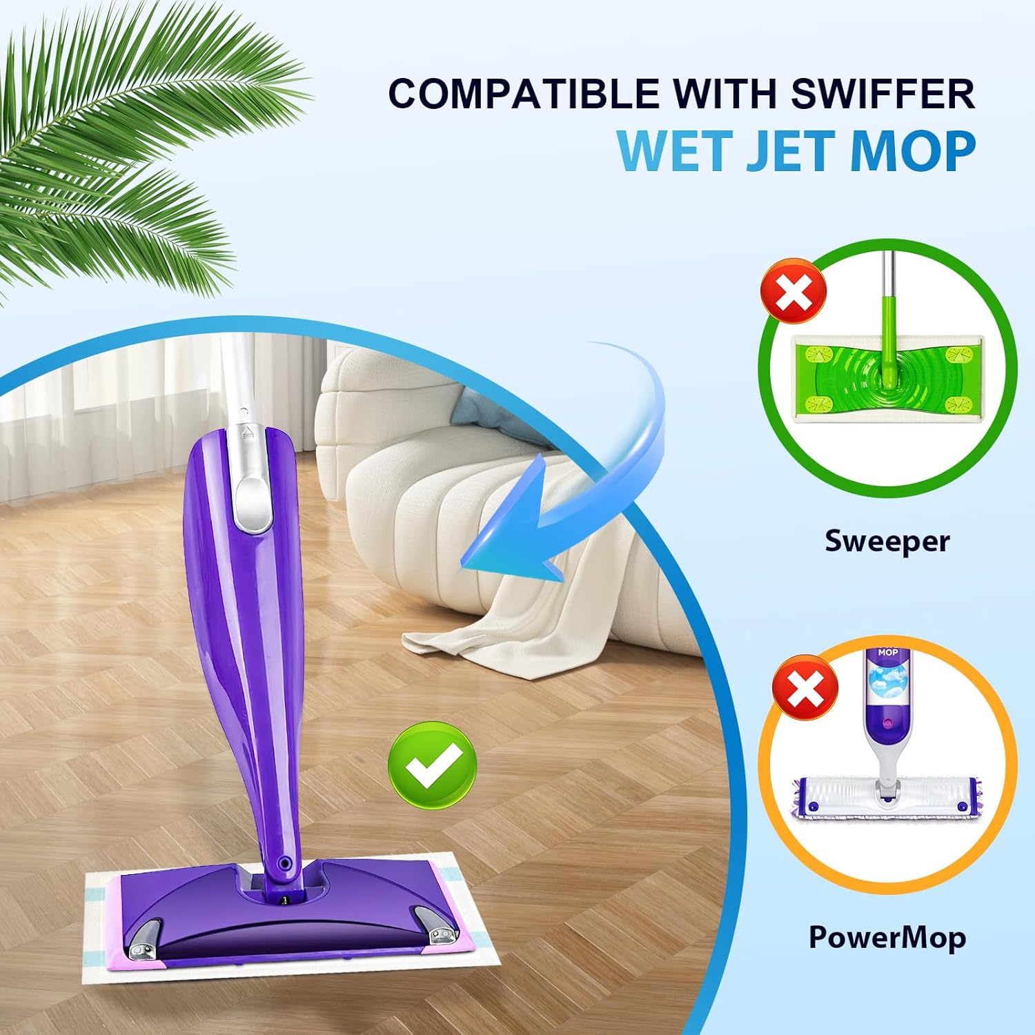 60 Count Disposable Mop Pad Refills for Swiffer Wet Jet Spray Mop - Wet Jet Pads,Made of high-end Cotton,5X Highly Absorbent, Suitable for All Floor Surfaces, Deep Cleaning of Stubborn Stains