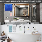 Gisafai 30 Pcs Bathroom Hardware Accessories Set 23.6 Inch Bath Towel Bar Kit Stainless Steel Bathroom Hardware Set Towel Racks Ring Hooks Paper Holder for Wall Mounted (Black)