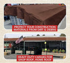 Mytee Products 12' x 20' Dark Brown Canvas Tarp 12oz - Water Resistant & Breathable - Heavy Duty Tarps - Multipurpose Tarpaulin Cover for Camping Tent