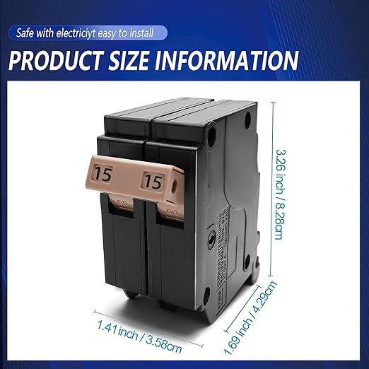 215 2-Pole 15-Amp Circuit Breaker, Type 3/4-In Plug-On Molded Case Circuit Breaker, Thermal Magnetic Protection, 10 KAIC, 120/240V, Fit for fit for Load Centers