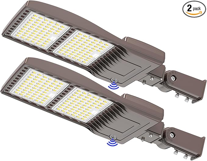 BBESTLED 2 Pack 320W LED Pole Light Outdoor Parking Lot Lights Dusk to Dawn 44800LM IP65 5000K Shoebox LED Light with Slip Fit Mount Area Street Stadium Roadway Lighting 100-277VAC Input