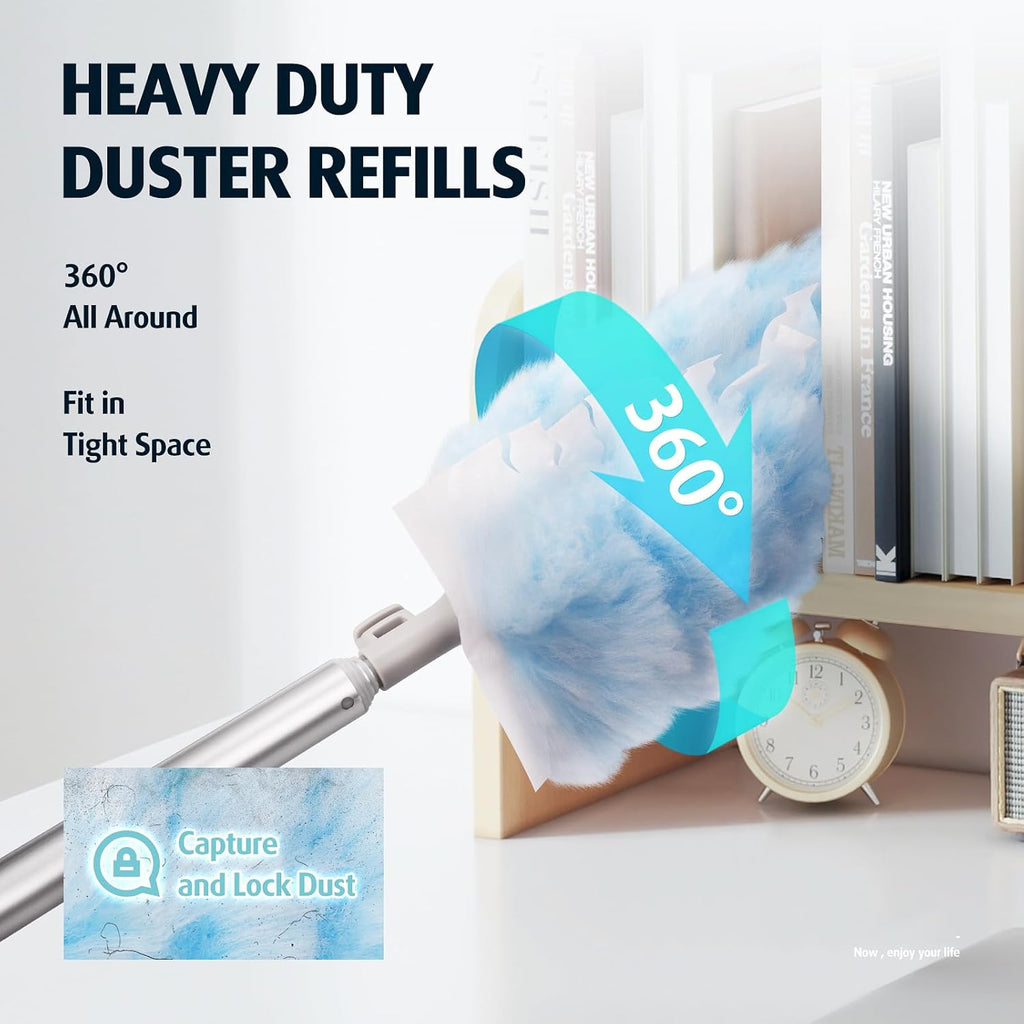 6ft Extendable Duster Handle with 40 Pcs, Compatible with Swiffer Duster, Disposable Microfiber Dusting Pads for Home Cleaning, Ceiling, Fan, Window, Hard-to-Reach Areas