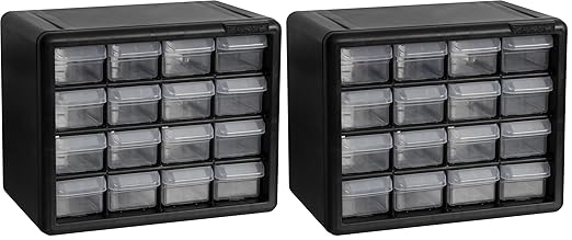 Akro-Mils 16-Drawer Plastic Drawer Storage Cabinet for Garage Organization, Beads, Makeup Organizer, Building Bricks Storage, Teacher Toolbox, 10-1/2-Inch W x 6-1/2-Inch D x 8-1/2-Inch H, 10116 Black